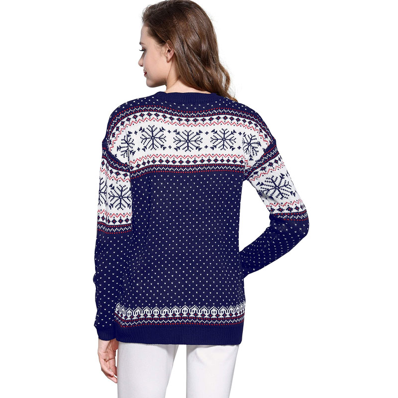 Women Christmas Printing Round Neck Sweater